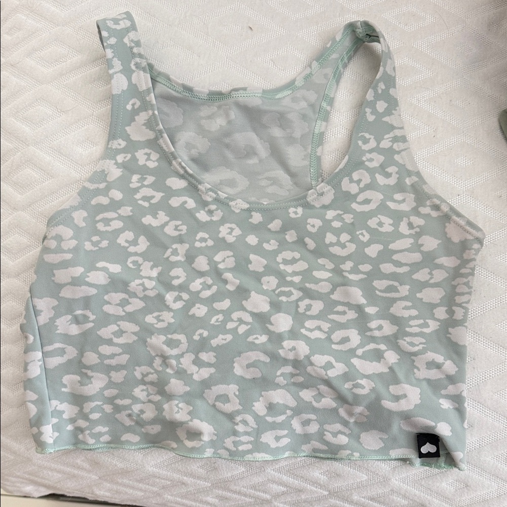 Booty by brabants green cheetah tank top sports bra